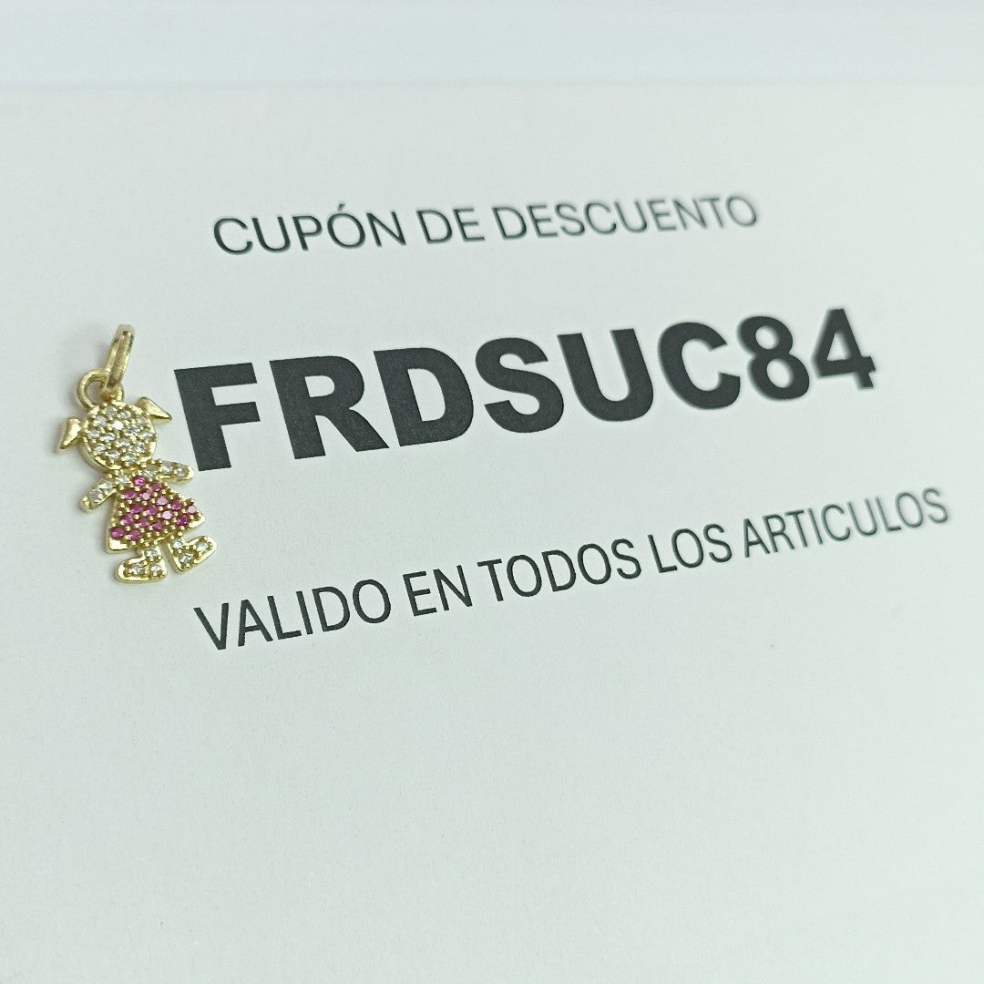 DIJE NIÑA CON CIRCONIAS Y PIEDRAS DE COLOR 10K 1.1 GR (NUEVO)