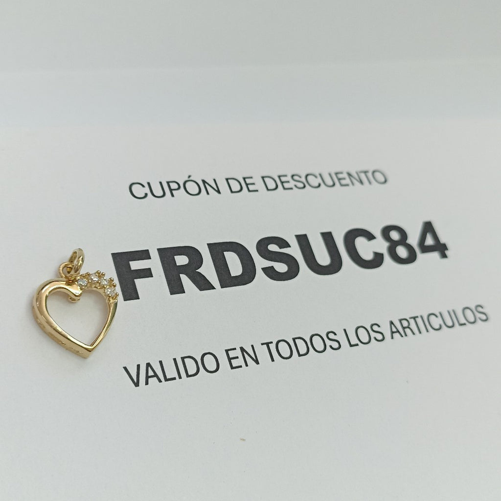 DIJE CORAZON CON CIRCONIAS 14K 1.4 GR (NUEVO)
