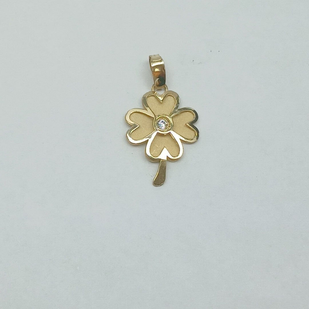 DIJE FIG TREBOL C CIRCONIA 14K 0.8 GR (NUEVO)