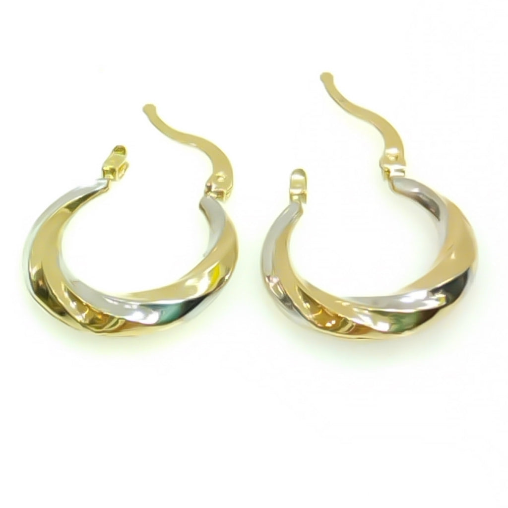 ARETES TEJIDO ARRACADA TRENZADA COMBINADA 14K 1.9 GR (NUEVO)