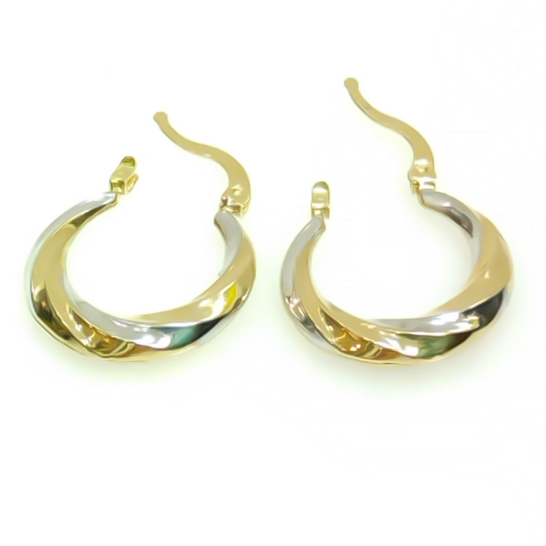ARETES TEJIDO ARRACADA TRENZADA COMBINADA 14K 1.9 GR (NUEVO)