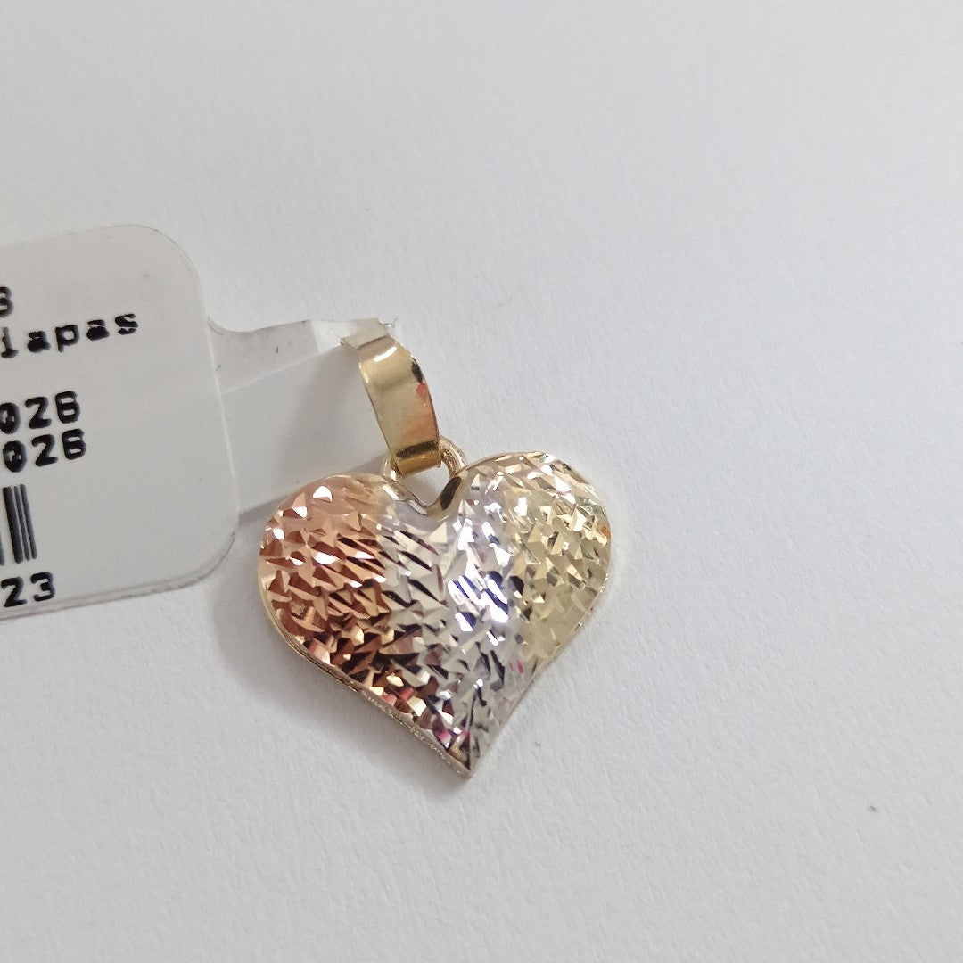 DIJE TEJIDO CORAZON LABRADO COMBINADO 14K 1.3 GR (NUEVO)