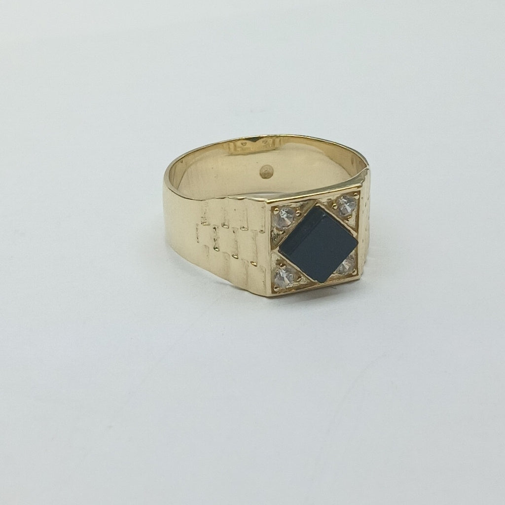 ANILLOS C ONIX Y CIRCONIAS 14K TALLA 10 4.4 GR (NUEVO)