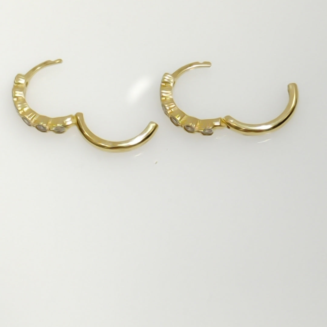 ARETES HUGGIES C CIRCONIAS 14K 2 GR (NUEVO)