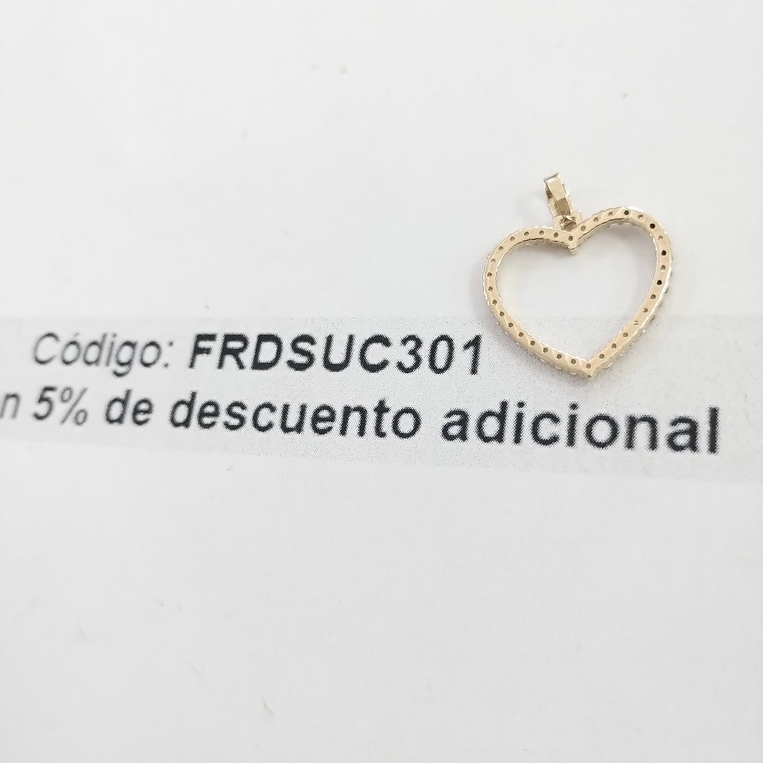 DIJE CORAZON CON CIRCONIAS 10K 1.3 GR (NUEVO)