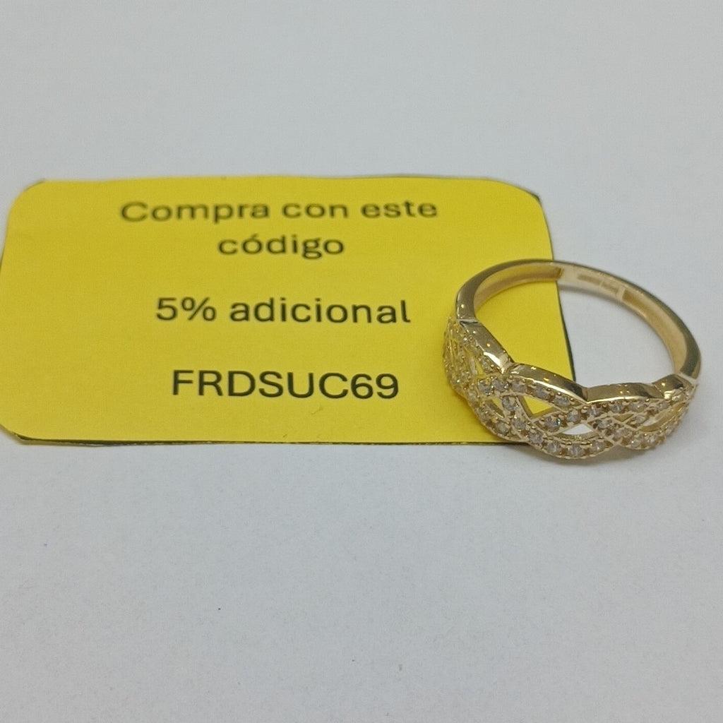 ANILLOS TRENZADO CON CIRCONIAS 14K TALLA 7 2.3 GR (NUEVO)