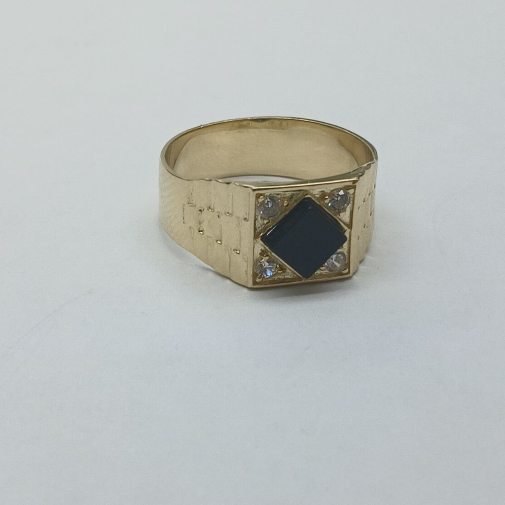 ANILLOS C ONIX Y CIRCONIAS 14K TALLA 10 4.2 GR (NUEVO)