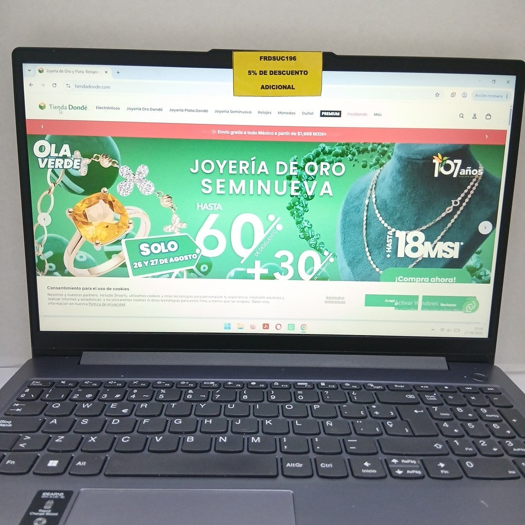 LAPTOP LENOVO IDEAPAD SLIM 3 15IRH8 (2024) 512 GB SSD 16 GB RAM (SEMINUEVO)
