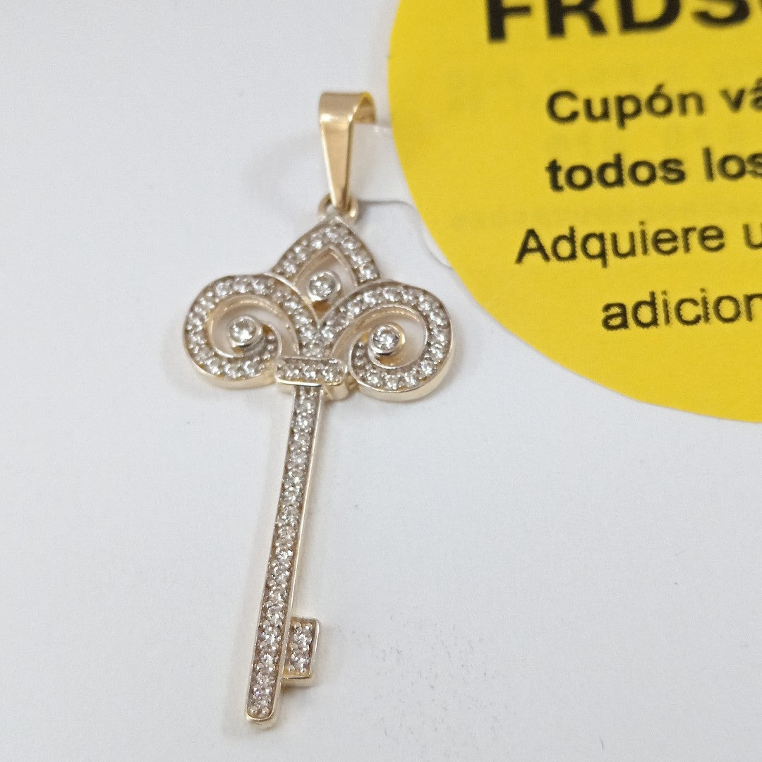 DIJE LLAVE C CIRCONIAS 14K 1.6 GR (NUEVO)