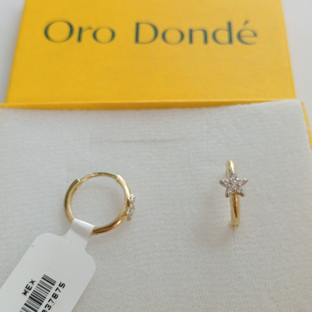 ARETES ARRACADAS FIG ESTRELLA CIRCONIAS 10K 1.6 GR (NUEVO)