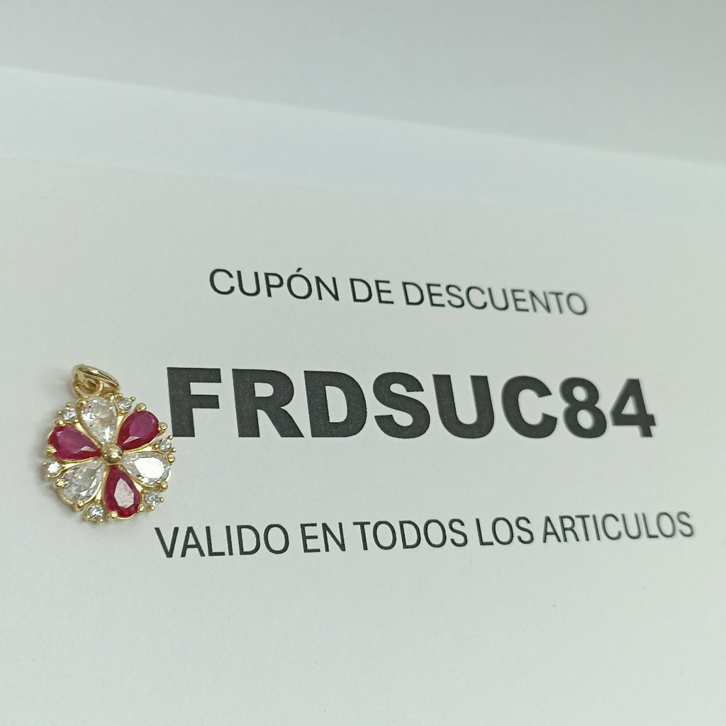 DIJE FLOR CIRCONIAS Y PIEDRAS DE COLOR 14K 2.8 GR (NUEVO)