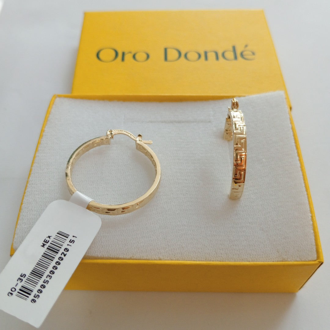 ARETES TEJIDO ARRACADA CON GRECAS 14K 2.7 GR (NUEVO)