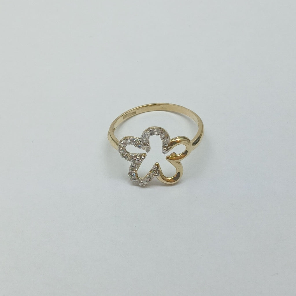 ANILLOS FIG FLOR C CIRCONIAS 14K TALLA 8 1.6 GR (NUEVO)