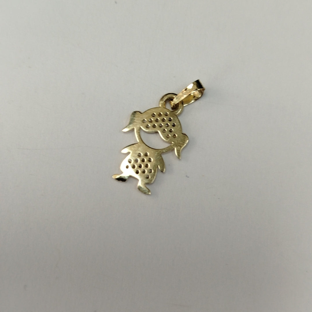 DIJE TEJIDO NIÑA CON CIRCONIAS 14K 0.9 GR (NUEVO)