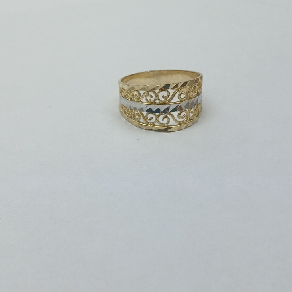 ANILLOS TIPO FILIGRANA COMBINADO 14K TALLA 7 2.8 GR (NUEVO)