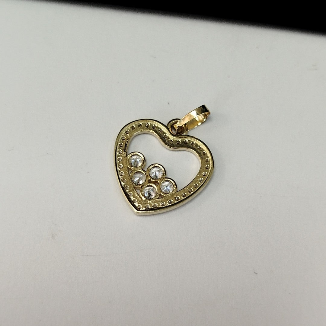 DIJE CORAZON CON CIRCONIAS 14K 1.7 GR (NUEVO)