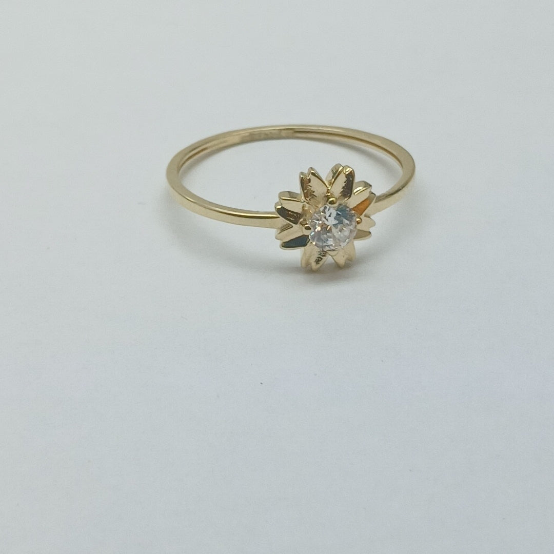 ANILLOS FIG FLOR CON CIRCONIAS 14K TALLA 7 1 GR (NUEVO)