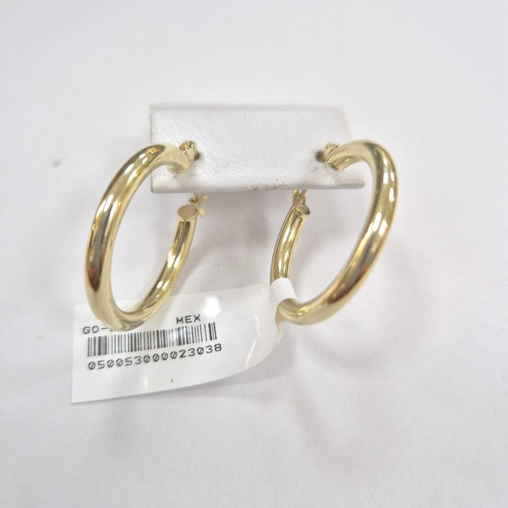 ARETES TEJIDO ARRACADAS LISAS HUECAS 14K 2.1 GR (NUEVO)
