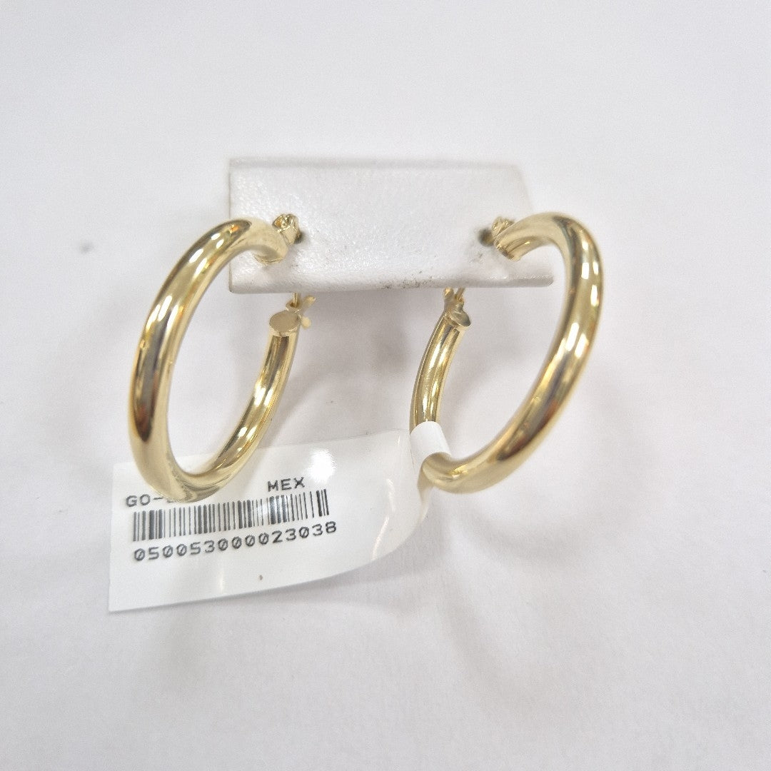 ARETES TEJIDO ARRACADAS LISAS HUECAS 14K 2.1 GR (NUEVO)