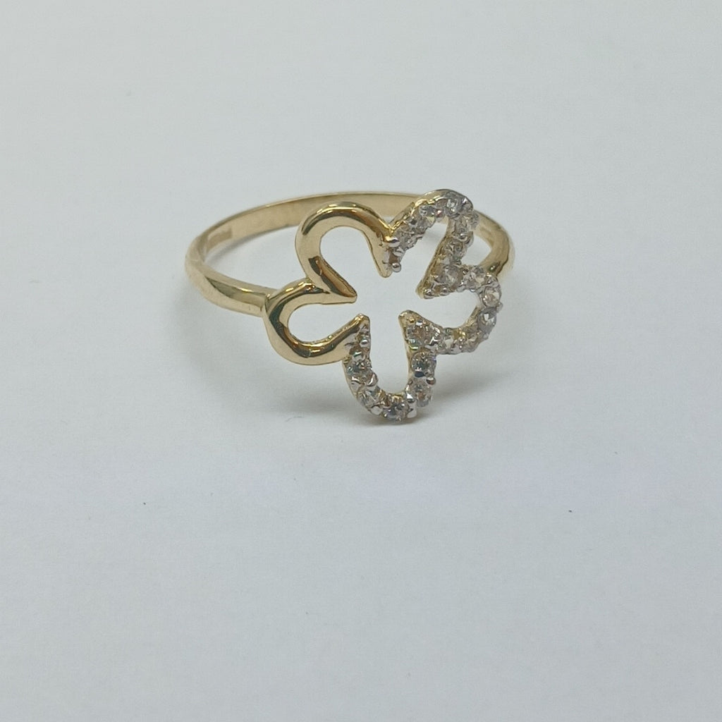 ANILLOS FIGURA FLOR CON CIRCONIA 14K TALLA 7 1.6 GR (NUEVO)