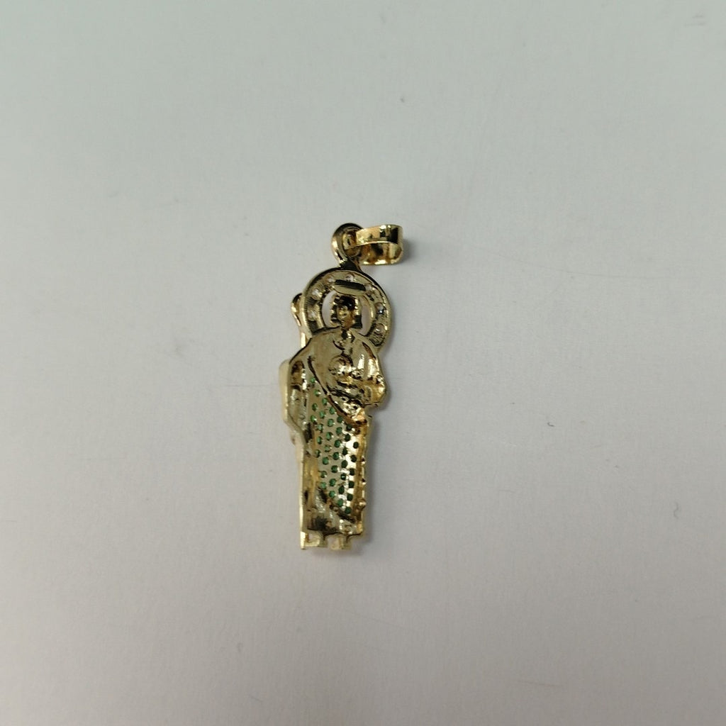 DIJE SAN JUDAS CON PIEDRAS DE COLOR 14K 1.6 GR (NUEVO)
