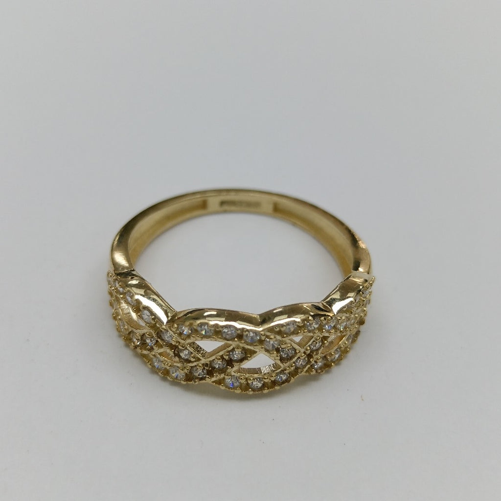 ANILLOS TRENZADO CON CIRCONIAS 14K TALLA 7 2.4 GR (NUEVO)