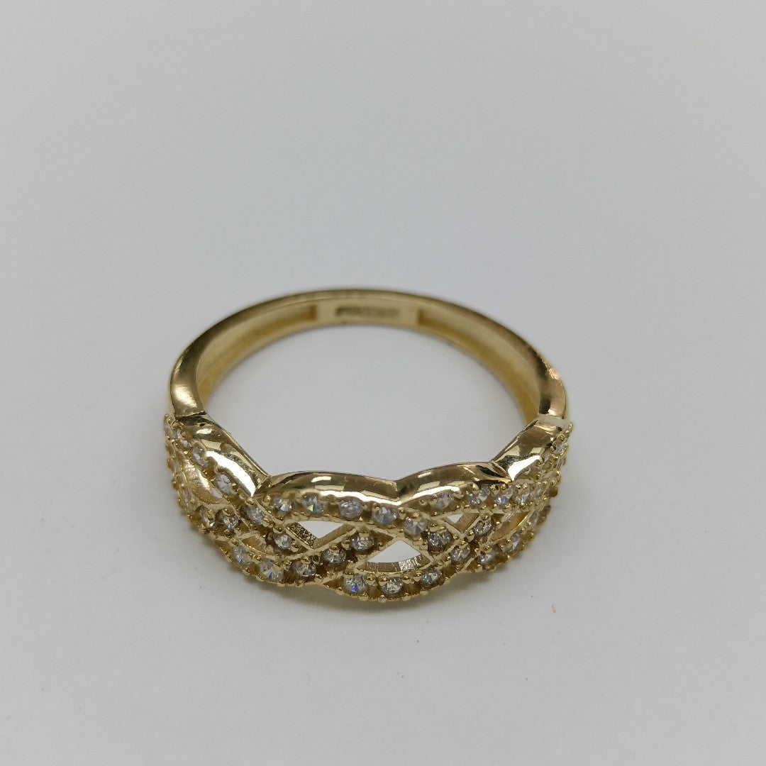 ANILLOS TRENZADO CON CIRCONIAS 14K TALLA 7 2.4 GR (NUEVO)