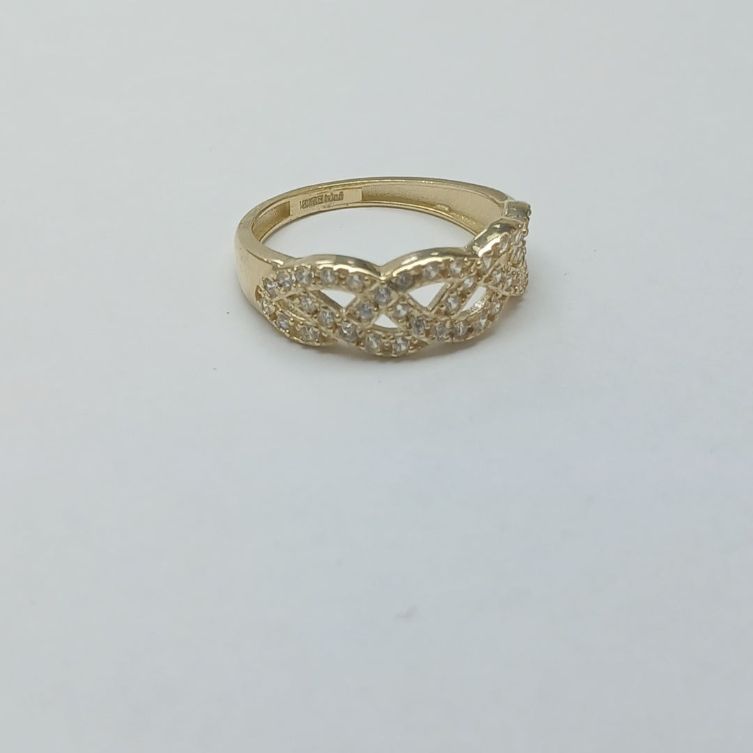 ANILLOS TRENZADO CON CIRCONIAS 14K TALLA 7 2.4 GR (NUEVO)