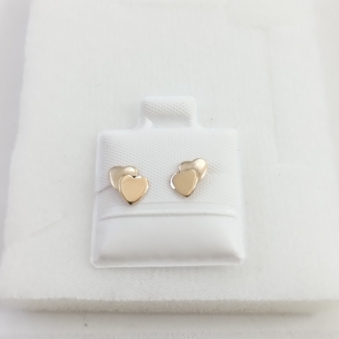 BROQUELES BROQUEL CORAZON DOBLE 14K 0.2171 GR (NUEVO)