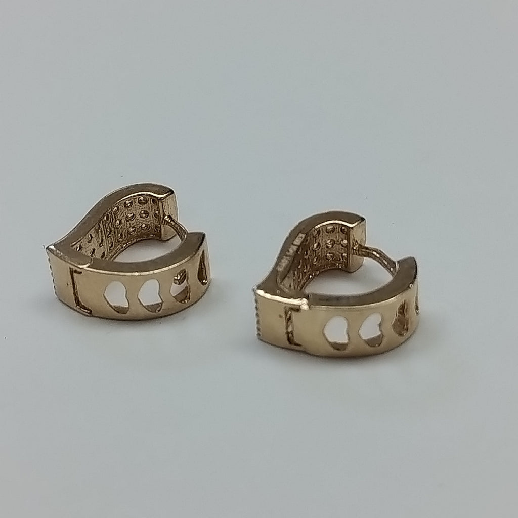 ARETES ARRACADAS CORAZON C CIRCONIAS 14K 2.1 GR (NUEVO)