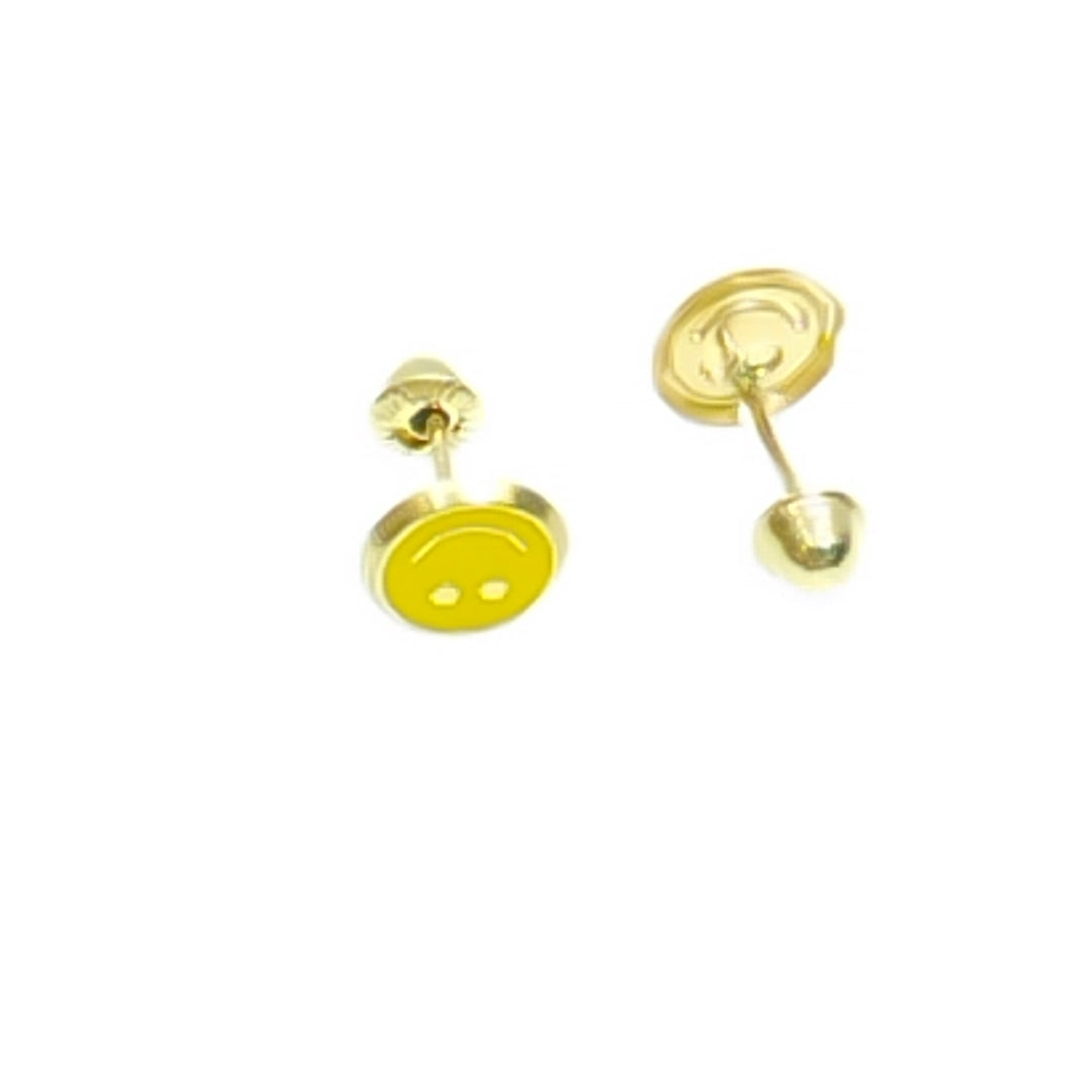 BROQUELES BROQUEL FIG SONRISA ESMALTE AMARILLO 14K 0.2074 GR (NUEVO)
