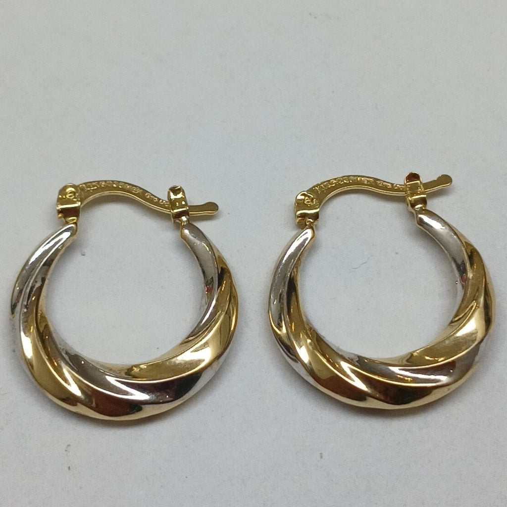 ARETES TEJIDO ARRACADA TRENZADA COMBINADA 14K 1.8 GR (NUEVO)