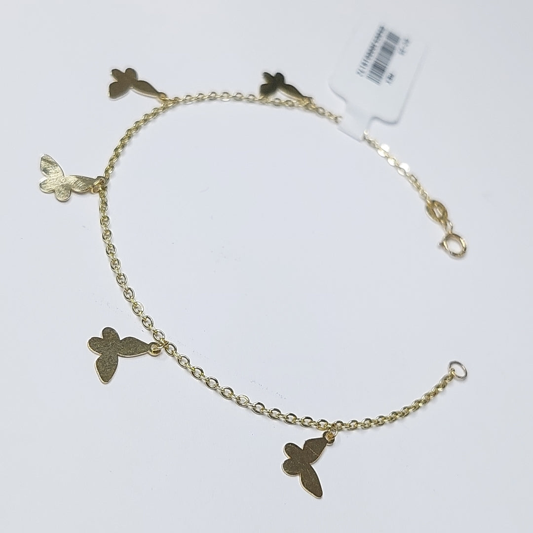 PULSERA ESPECIAL CON MARIPOSAS 14K 18 CM 2.1 GR (NUEVO)
