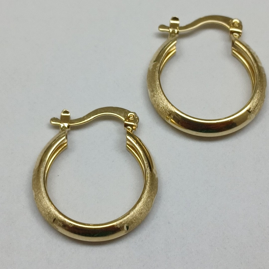 ARETES TEJIDO ARRACADA SATINADA 14K 2.5 GR (NUEVO)