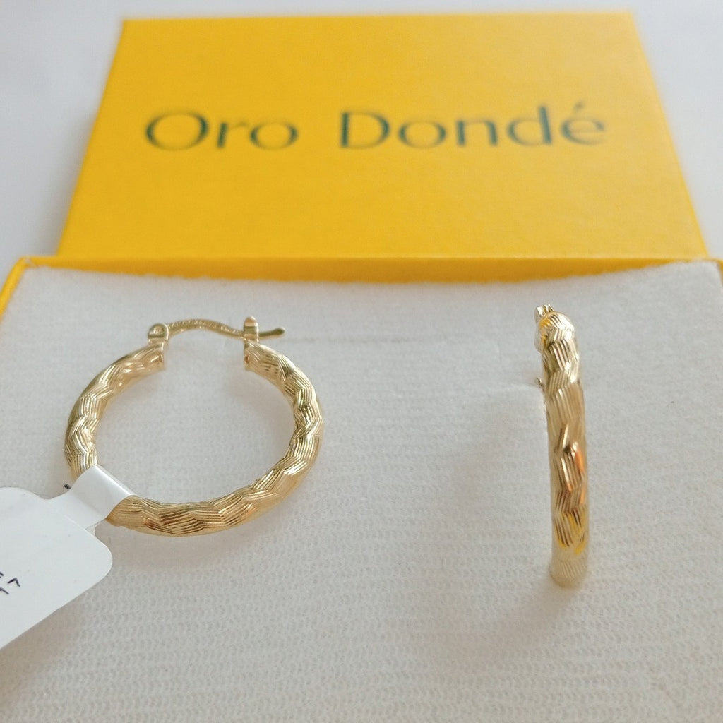 ARETES TEJIDO ARRACADA LABRADA 14K 2.7 GR (NUEVO)