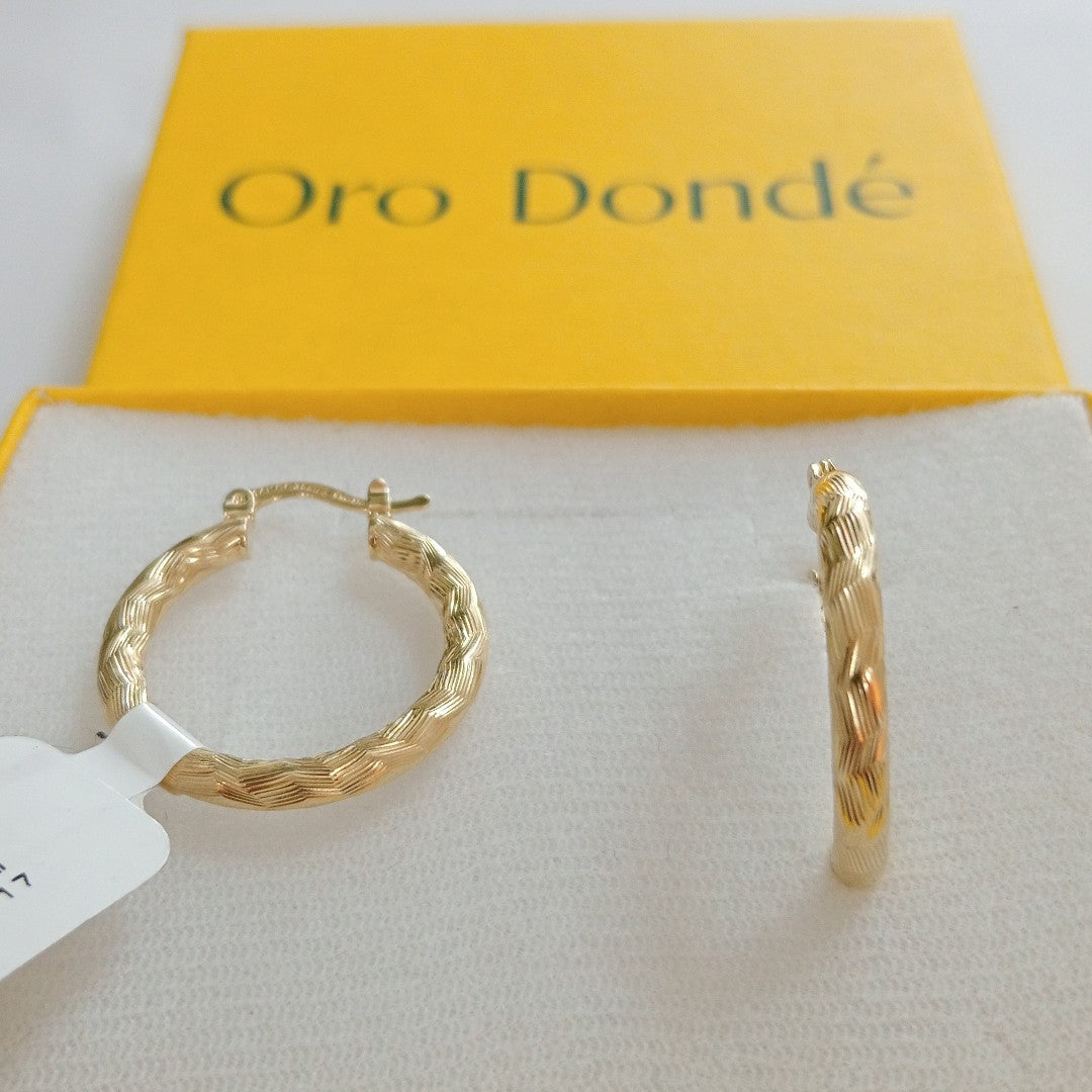 ARETES TEJIDO ARRACADA LABRADA 14K 2.7 GR (NUEVO)