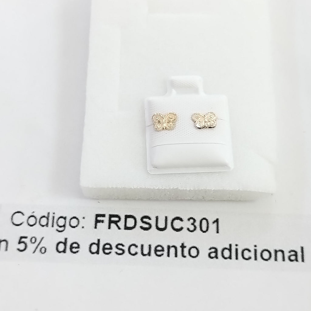 BROQUELES BROQUEL FIG MARIPOSA 14K 0.2668 GR (NUEVO)