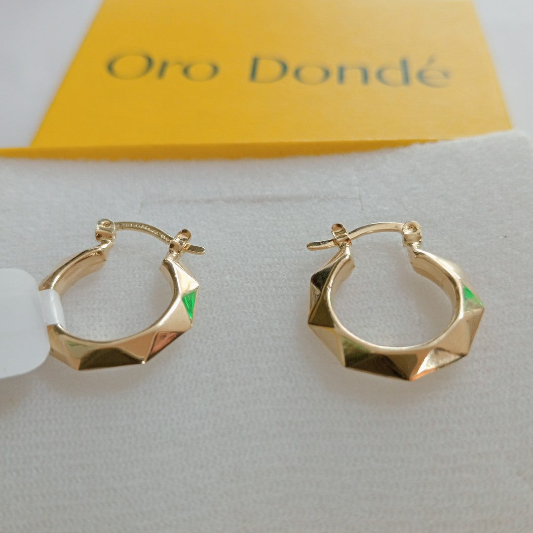 ARETES TEJIDO ARRACADAS FACETADAS 14K 1.8 GR (NUEVO)