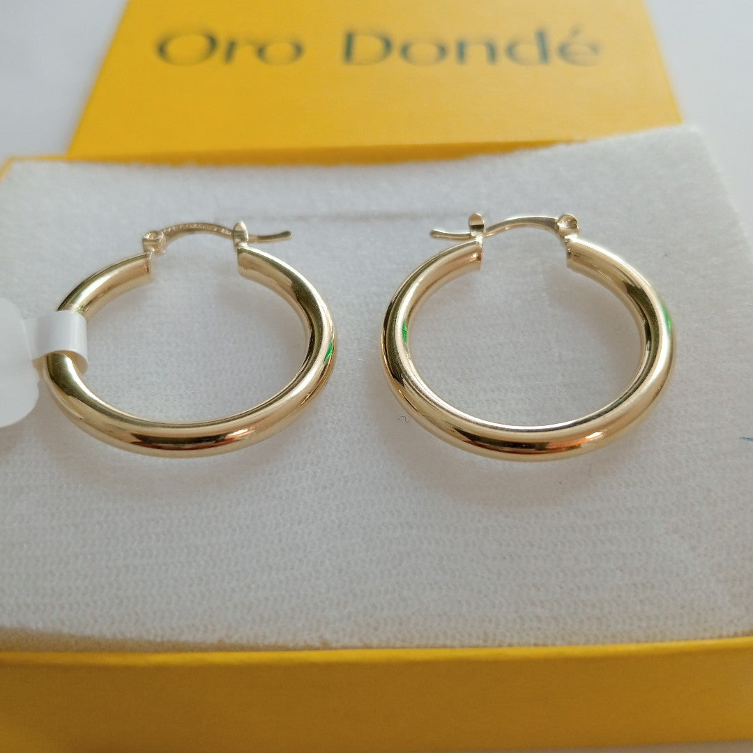 ARETES TEJIDO ARRACADAS LISAS HUECAS 14K 2.1 GR (NUEVO)