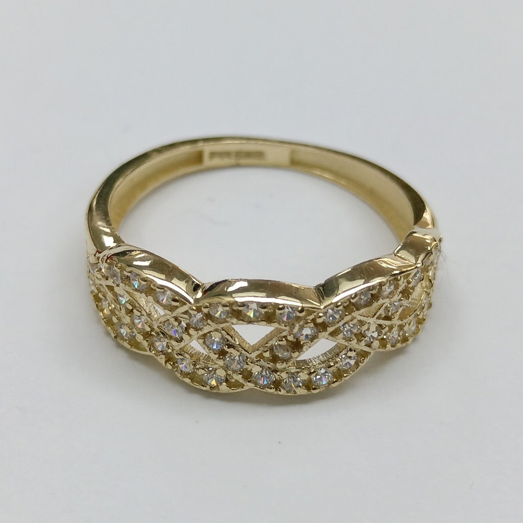 ANILLOS TRENZADO CON CIRCONIAS 14K TALLA 7 2.3 GR (NUEVO)