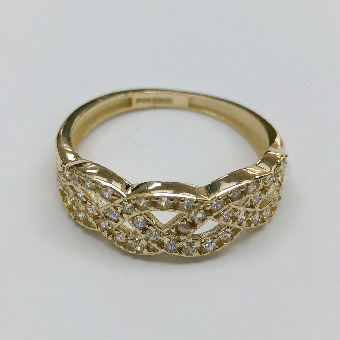 ANILLOS TRENZADO CON CIRCONIAS 14K TALLA 7 2.3 GR (NUEVO)