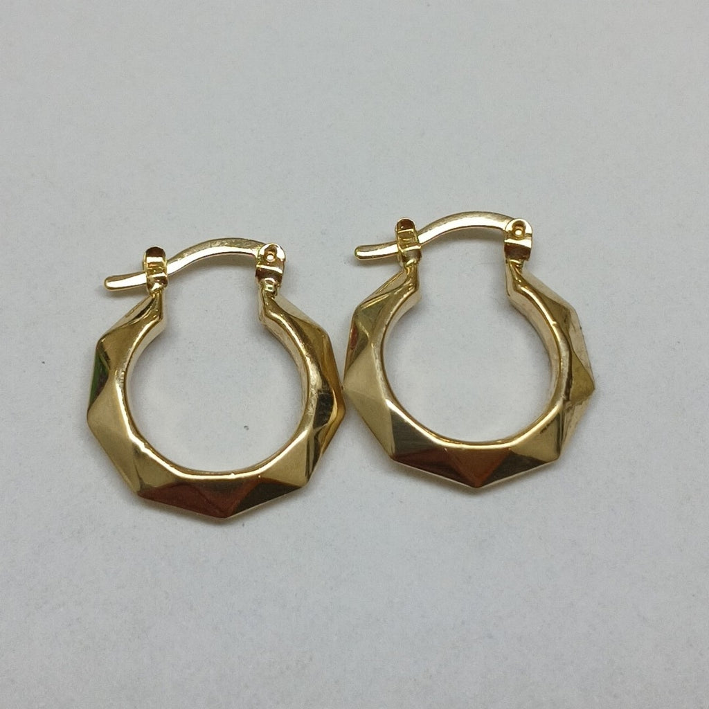ARETES TEJIDO ARRACADAS FACETADAS 14K 1.7 GR (NUEVO)