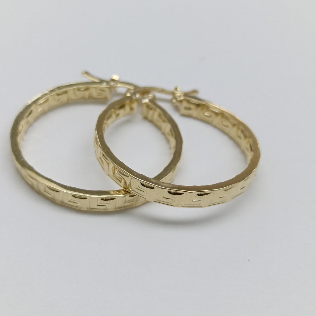 ARETES TEJIDO ARRACADA CON GRECAS 14K 2.7 GR (NUEVO)