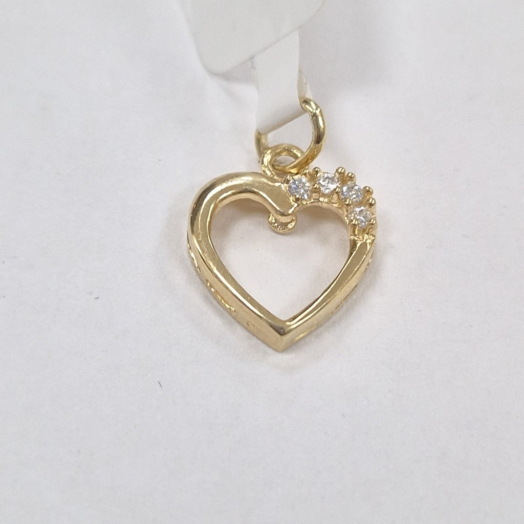 DIJE CORAZON CON CIRCONIAS 14K 1.4 GR (NUEVO)