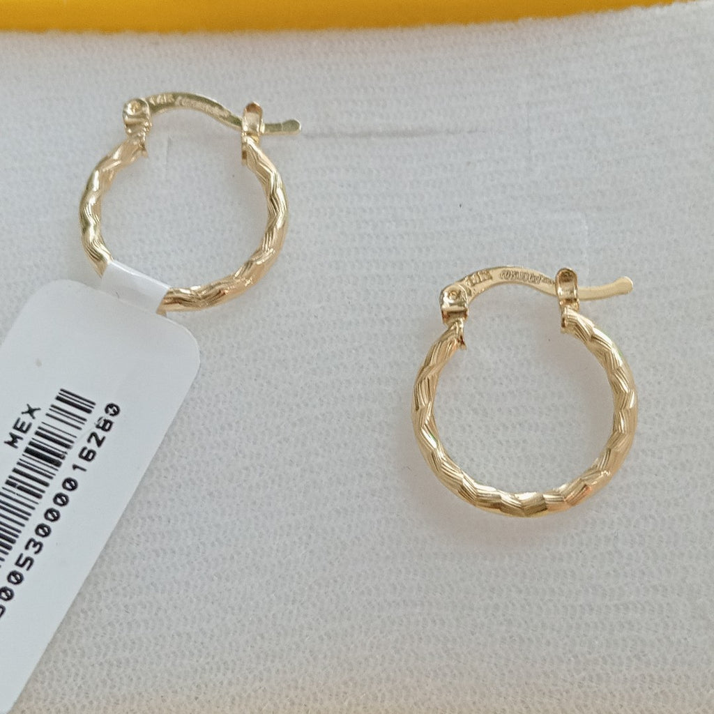 ARETES ARRACADAS TRENZADAS 14K 18 1.5 GR (NUEVO)