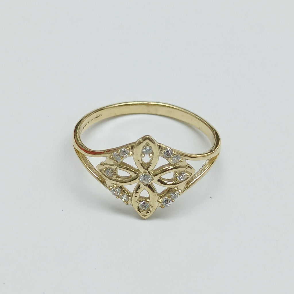 ANILLOS ANILLITO FIG NUDO DE BRUJA CON CIRCONIAS 10K TALLA 8 1.7 GR (NUEVO)