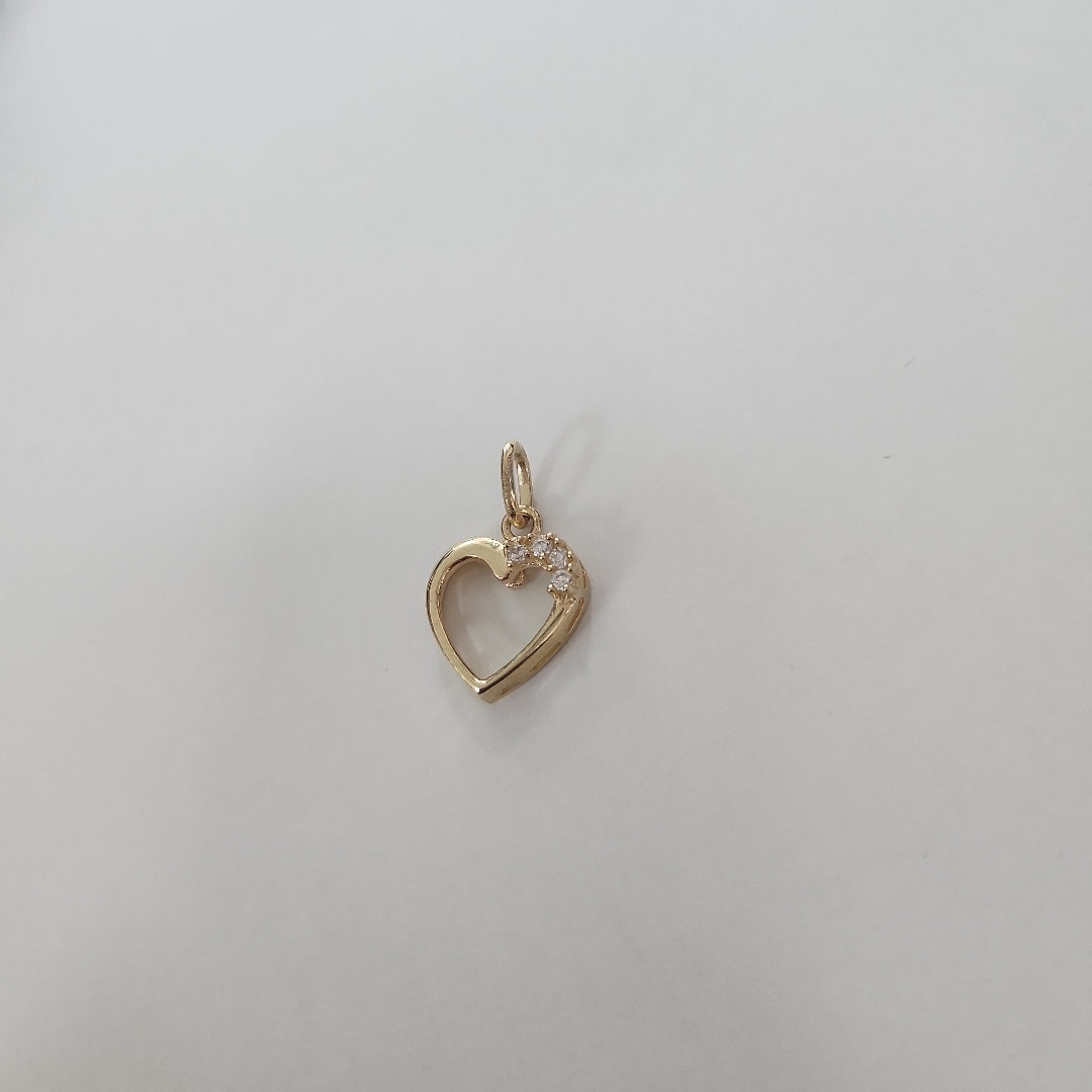 DIJE CORAZON CON CIRCONIAS 14K 1.4 GR (NUEVO)