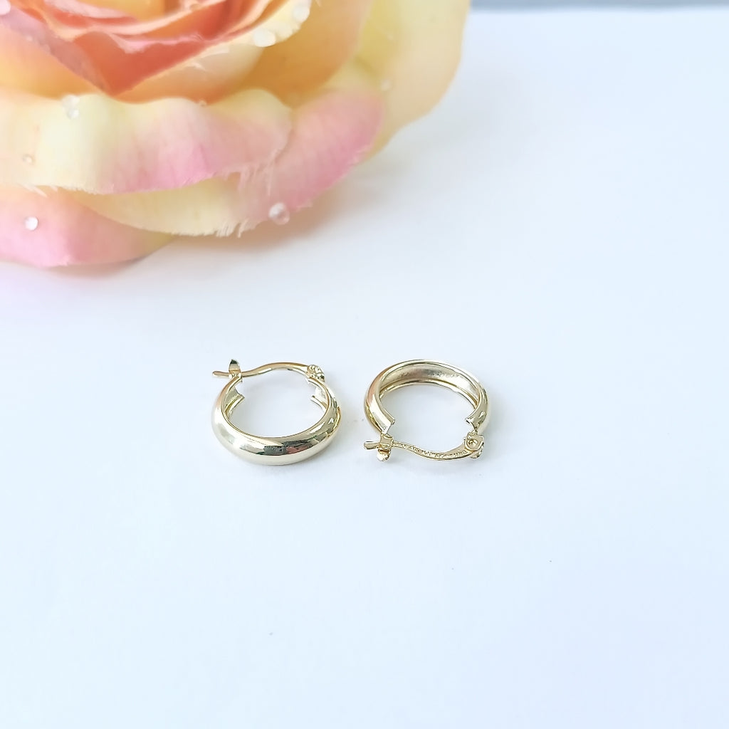 ARETES TEJIDO ARRACADAS LISAS 14K 2.1 GR (NUEVO)