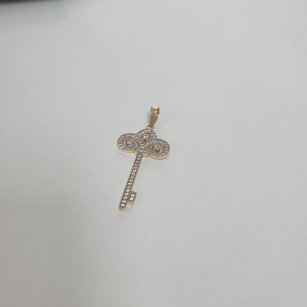 DIJE LLAVE C CIRCONIAS 14K 1.6 GR (NUEVO)