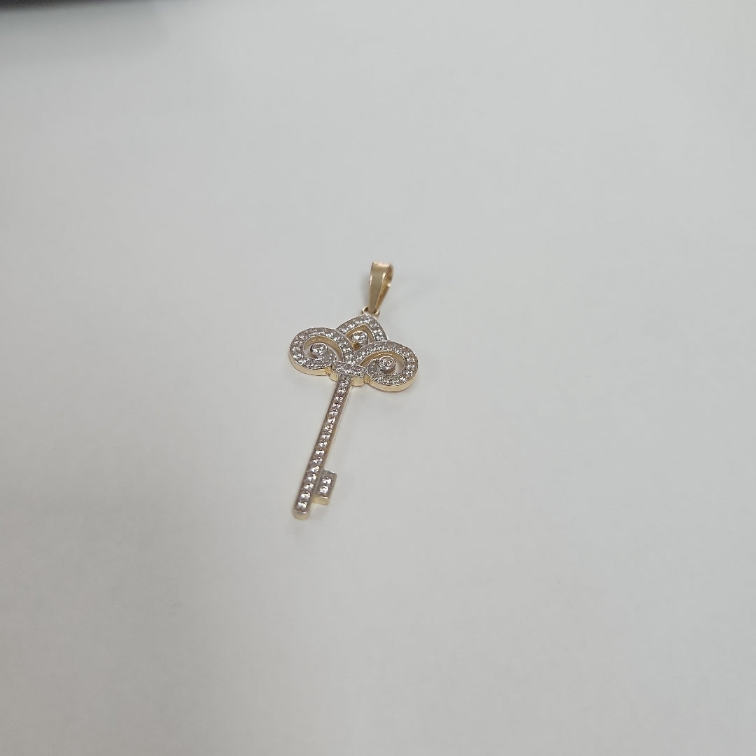 DIJE LLAVE C CIRCONIAS 14K 1.6 GR (NUEVO)